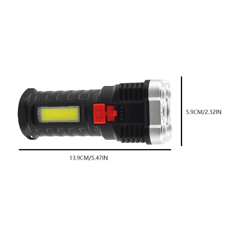 Lanternă LED de mare putere cu 5 LED-uri și spot de camping cu lumină laterală