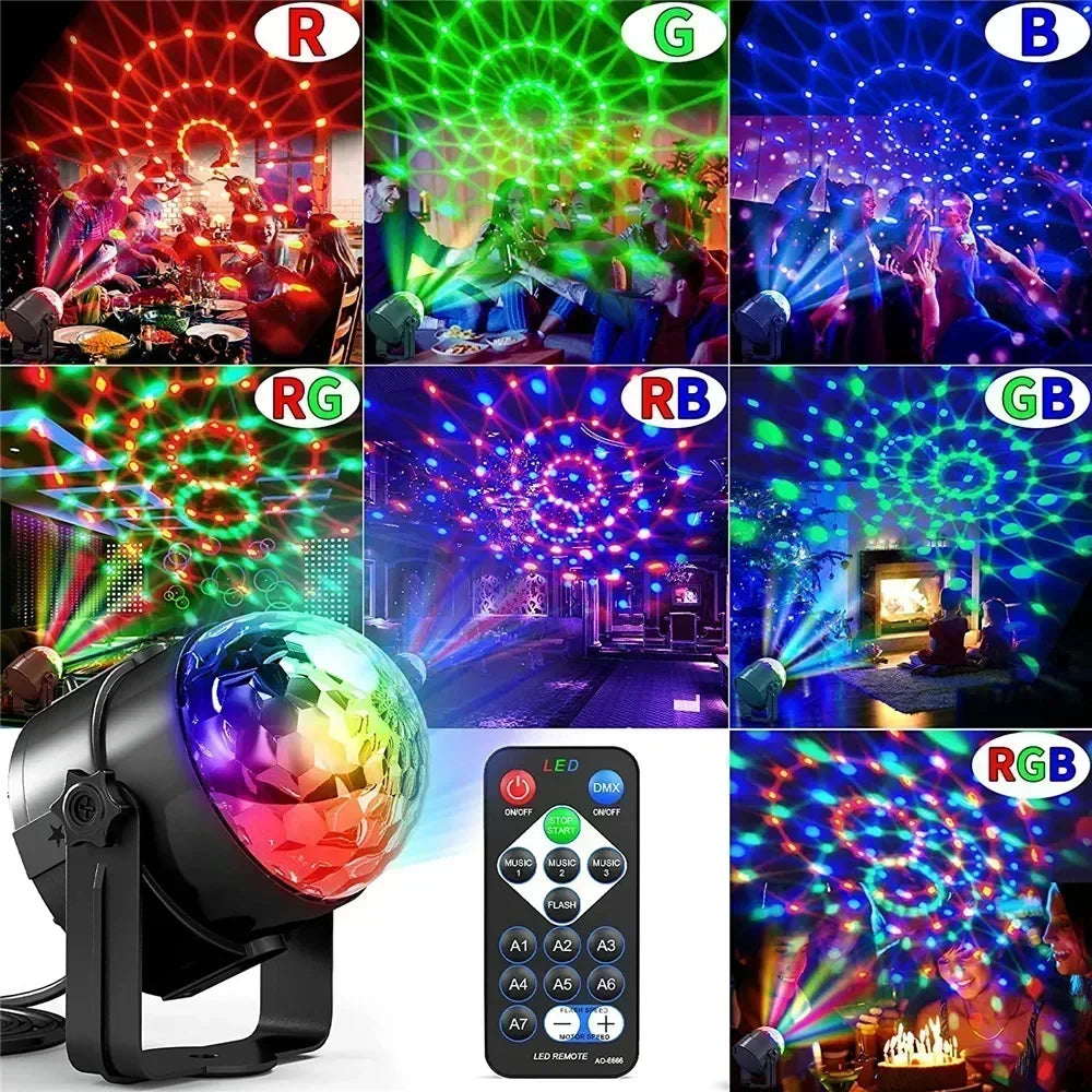 Lumină discotecă cu LED RGB rotativă DJ Ball Strobe Sound
