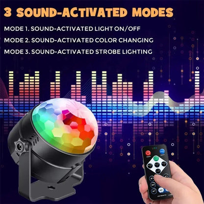 Lumină discotecă cu LED RGB rotativă DJ Ball Strobe Sound