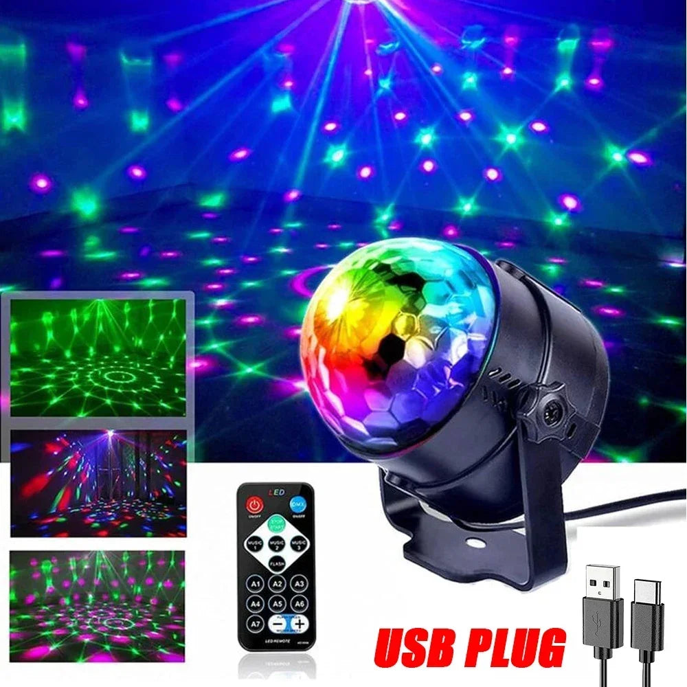 Lumină discotecă cu LED RGB rotativă DJ Ball Strobe Sound